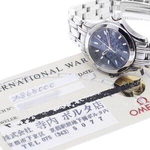 OMEGA Seamaster120 2586.80 Jacques Mayeur Navy Dial Quartz Ladies Watch_878443